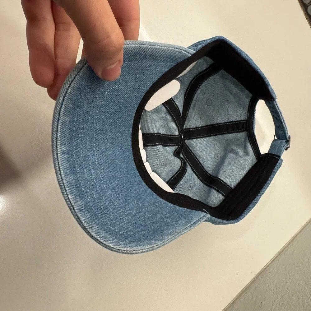 Los Angeles Hat Cap Blue Chambray Denim Strap Back‎ Floral Graphic Print Unknown